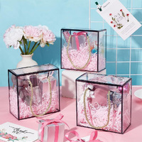 Satyam Kraft 6 Pcs Transparent Gift Boxes | Hamper Box For Her/Him, Return Gifts, Baby Shower, Engagement, Birthday, Party, Festive Gifting, Premium Packaging (Black,14 X 14 Cm)