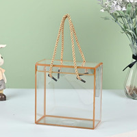 Satyam Kraft 6 Pcs Transparent Gift Boxes | Hamper Box For Her/Him, Return Gifts, Baby Shower, Birthday, Party, Gifting, Premium Packaging (Golden, 25 X 25 Cm)