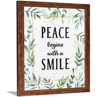 Chaka Chaundh - Peace Quotes Wall Frames - Framed Peace Posters For Wall - Motivational Quotes Wall Frame - Peace Poster With Frame - (13.6 X 10.6 Inches) (Peace Begins With - White)