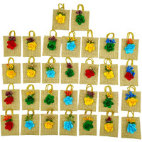 Soul Artisan Thamboolam Return Gift Set (Pack Of 30) Traditional Handmade Small Jute Pouch - Tamboolam For Religious Ceremony Varalakshmi Pooja And Function | Pack Of 30