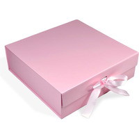 Rbs- Large Gift Box With Ribbon (34 X 33 X 10Cm) Valentine Gift Boxes For Packaging Holds Upto 10 Kg Multipurpose Gift Hampers (1 Pack) Gift Box For Packing Shirt Gift Boxes (Pale Pink)