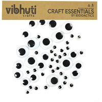 Ieididactics Kid Vibhuti Crafts Googly Eyes Assorted Sizes (Pack Of 100) - Wiggle Eyes For Arts & Crafts, Dolls, And Soft Toys - Easy To Stick Plastic Button Eyes - 6Mm, 7Mm, 12Mm, 16Mm