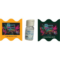 Prokart Lifaura Pakka Rang Fabric Permanent Dye Color Kit Pack Of 6 Sachets (5G Each 30G Pack) With 30G Dyfixershadea-003 Orange Peel03 & Bottle Green13 Each Color 3 Sachets