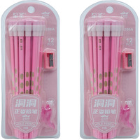 On Shoppy (Label) Dongdong Dark 12 Pencil Set For Sketching, Writing And Crafting For Children With Sharpner And Grips (Pack Of 2)