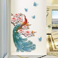 Indian Royals Colorful Peacock Design Wall Sticker For Hall, Bedroom, Living Room Decoration - Big Size (60Cm X 90Cm)