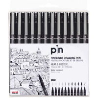 Uniball Pin-200 0.03-0.8Mm Fineliner Drawing Pen | Water & Fade Proof Pigment Ink | Ideal For Technical Drawing, Mandala, Calligraphy, Sketching, Anime & Diy Crafts | Black Ink, Pack Of 12