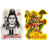 Purpledip Vinyl Stickers Set Hanuman & Shiva: For Home, Temple, Or Car Decoration (12721B)