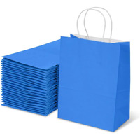 Aakriti Gift Bag Kraft Paper Bags With Handle For Birthdays, Weddings, And Parties Colorful, Durable, And Stylish Gift Packaging Bags, Perfect For Special Events 9.8 X 8 X 3.15 Inch (Blue, 10)