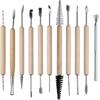 Gold Leaf 11Pcs Clay Sculpting & Pottery Tools Set  Professional Ceramic Carving & Modeling Kit With Wooden Handles, Ball Stylus & Dotting Tools | For Clay Crafts, Diy Art, Handbuilding & Engraving