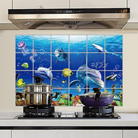 Indian Royals Vinyl Dolphin Wall Tiles Stickers Waterproof, Kitchen Stickers For Wall, Wall Sticker For Kitchen, Kitchen Sticker, Kitchen Tiles Wall Stickers (60 X 90 Cm)