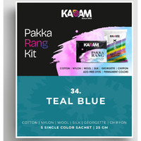 Kadam Pakka Rang Fabric Dye Colour | 25G Pack | Includes Dyfix Color Fixer | Permanent Fabric Dyes For Old Faded Jeans And Clothes (Teal Blue)
