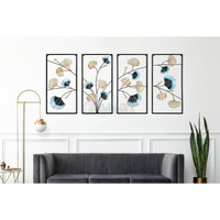 Dewogift Metal Wall Decor/Gingko Leaf Metal Wall Art/Metal Wall Decoration Items For Living Room/Office/Bedroom/Dining Room/Home/Hotel/Pack Of 4