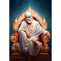 Shirdi Saibaba Photo Poster | Om Shree Sai Baba Devotional Sticker For Wall | Jai Sai Ram Spiritual Wall Decor | Lord Saibaba Wall Poster For Pooja Room, Living Room, Kids Room