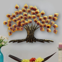 Anshika International Metal Tree Wall Art With Led Lights, Gold Leaves Wall Decor, 3D Tree Of Life Wall Sculpture For Size- 36 * 2 * 25 Inch