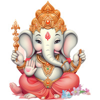 Creative Edge Pvc Vinyl Wall Sticker Cute Little Lord Ganesha Design Multicolor (61 Cm X 50 Cm, Self-Adhesive, Wall, 1 Cms)