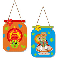 Artvibes Kathakali Decorative Wall Art Mdf Wooden Wall Hanger For Living Room | Bedroom | Office | Gift | Wall Hanging For Home Decoration | Home Decor Items (Wh_6813N), Set Of 2