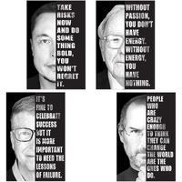 Chaka Chaundh Set Of 4 Shareable Motivational Posters For Room - Suitable Steve Jobs Posters, Bill Gates Posters, Warren Buffett Posters, Elon Musk Quotes Posters. (12 Inches X 18 Inches)