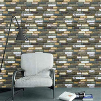 Wallgenics Pvc Self Adhesive Vinyl 3D Waterproof Dark Brick Style Wall Poster (Multicolour, 333 X 45 Cm)