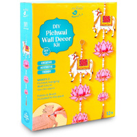 Little Birdie Diy Pichwai Wall Hanging Home Decor Kit | Cow Art Mdf Pichwai With Lotus Cutouts | Home, Temple, Door Entrance, Pooja Decorative Showpiece | Gift For Festivals And Other Occasions