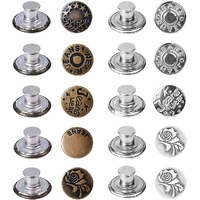 Hasthip 10Pcs Detachable Buttons For Jeans, No Sew Instant Loose Jean Button Pins Reusable Tightener Replacement Buttons For Clothes Adjustment, Hats Bags Decorations (Copper & Silver Combo)