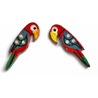 Adikala Wooden Parrot Beads For Beading Jewellery, Making & Art And Crafts Work Color-Red 1.Inch_(Set Of 25)