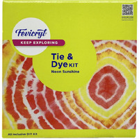 Fevicryl Tie & Dye Neon Kit | Complete Diy Fabric Colour Kit With 2 X 15 Ml Neon Acrylic Colors, 21 X 21 Inches Fabric, Squeezer & More | Ideal For Gifting, Beginners & Art Enthusiasts