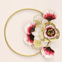 Artact Wall Art Flowers & Petals High Gloss Gold, White And Red Finish On Metal 455Mm,Landscapes,Floral