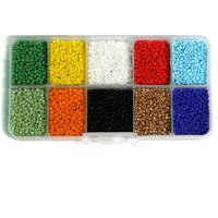 Beads N Fashion Opaque Glass Sugar Small Seed Beads 10 Cavity Box Diy Kit With Metal Finding And Elastic Thread Size 11/0-2Mm For Jewellery Making, Beading, Embroidery Work, Arts And Crafts