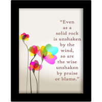 Tied Ribbons Even As A Solid Rock Is Unshaken By The Wind Inspirational Framed Quotes For Office With Frame(13.6 Inch X 10.2 Inch,Multicolor, Engineered Wood)