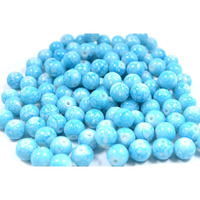 Aashya Mayro 50 Quantity Of 10Mm Size Turquoise Sky Ocean Blue Shiny Glass Beads Glossy Round For Jewellery Bracelet, Necklace, Rakhi Making And Crafts Work