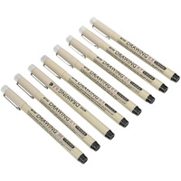 Kabeer Art Micro Fine Line Pen Set Of 8 Different Nibs In Black Colors .05 To 0.8 Nib Tips