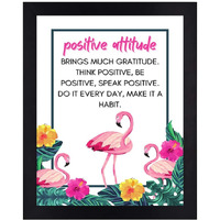 Interio Crafts Positive Attitude Motivational Wall Frames - Positive Quotes Wall Frames - Inspirational Framed Poster - Synthetic Wood - 13 X 10 Inches
