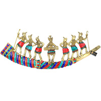 Two Moustaches Gemstone Work Tribal Folk Dancers Brass Wall Hanging