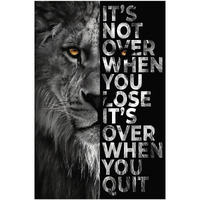 My D Square Vinyl Poster, Lion Its Not Over When You Lose, Motivational Quote Wall Paper For Living Room Bedroom Office Gym, Size 30 X 45 Cm Self Adhesive