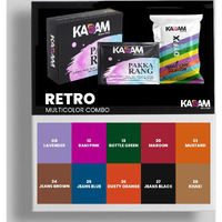 Kadam Pakka Rang Fabric Dye Multicolour | 50G Pack | Includes Dyfix Color Fixer | Permanent Fabric Dyes For Old Faded Jeans And Clothes (Combo 03: Retro)
