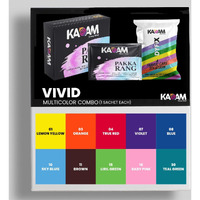 Kadam Pakka Rang Fabric Dye Multicolour | 50G Pack | Includes Dyfix Color Fixer | Permanent Fabric Dyes For Old Faded Jeans And Clothes (Combo 01: Vivid)