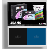 Kadam Pakka Rang Fabric Dye Multicolour | 50G Pack | Includes Dyfix Color Fixer | Permanent Fabric Dyes For Old Faded Jeans And Clothes (Kadam_#5Jeans)