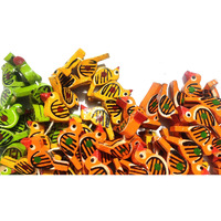 Wooden Birds Beads Multicolored 1X0.55 Inch For Jewellery Making, Beading, Art And Crafts And Craft Work, Pack Of 60 Pcs. (20 Pc Each Colour)