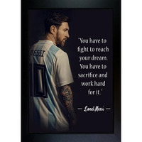 Frame Wala Lionel Messi Framed | Lionel Messi Poster | Messi Photo Frame | Messi Poster Wall Decoration Art Framed Poster (10 X 13.5 Inch)