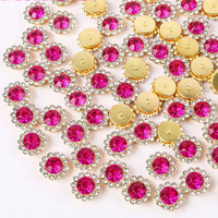 Indikonb Zarkan Flower Buttons | Aaa Quality 10Mm Zircon Stones For Jewellery Making And Crafts | 200 Pcs | Decorative Flower Beads For Rakhi & Craft Projects (Magenta)