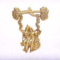 Prince Home Decor & Gifts Ethnic Aluminum Decorative Wall Hanging (Gold, 26 X 32 X 7 Cm)