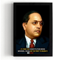 Divaframes Wood Babasaheb Ambedkar Photo Frame - Dr. Bhim Rao Ambedkar Wall Art With Motivational Quotes, 10X12 Inch Wall Hanging For Home Dcor And Office