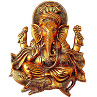 Etsibitsi Ganesha Decorative Metal Wall Art Sculpture Hanging And Showpiece, Mouse Ganesh Wall Hanging022