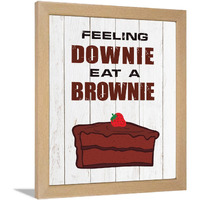 Chaka Chaundh - Kitchen Quotes Wall Frames - Bakery Cake Quotes Frame -Funny Food Quotes Frames For Room & Hall - (13.6 X 10.6 Inches) (Feeling Downie Eat A Brownie - Brown)