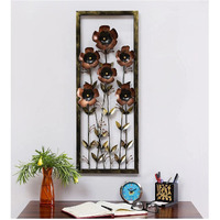 Your Furnisher's Multicolour Metal Flower Screen Wall Art Decor For Living Room, Bedroom, Dining Room (14X36 In)