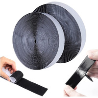 Home Buy Self Adhesive Hook And Loop Tape | Velcro Tapes |Mosquito Net Tape Mounting Tape For Office Use,Photo Frames, Multipurpose Use (1 Inch Width) (Black Colour) ((2M Hook + 2M Loop))