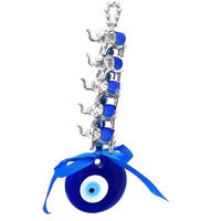 Ripe India Nazar Suraksha Turkish Evil Eye Talisman Door Wall Car Hanging Amulet (Blue 5 Elephants)
