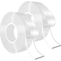 Dansr Removable Clear Double Sided Tape | Heavy Duty Tape, | Traceless Washable Removable, Multipurpose Grip Tape For Carpets, Rugs, Walls, Floors | Indoor/Outdoor (Transperent Tape 1 Mm, 2)