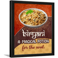 Chaka Chaundh - Restaurant Wall Decoration Items - Food Quotes Wall Frames - Restaurant Wall Frame - Posters For Biryani Quotes Decor - (14 X 11 Inches)(Biryani A Magical Posion - Red)