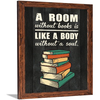 Chaka Chaundh - Book Quotes Wall Frames - Library Quotes Frame - Book Quotes Poster - Book Wall Art Frame - (13.6 X 10.6 Inches) (A Room Without Book - Black Vintage)